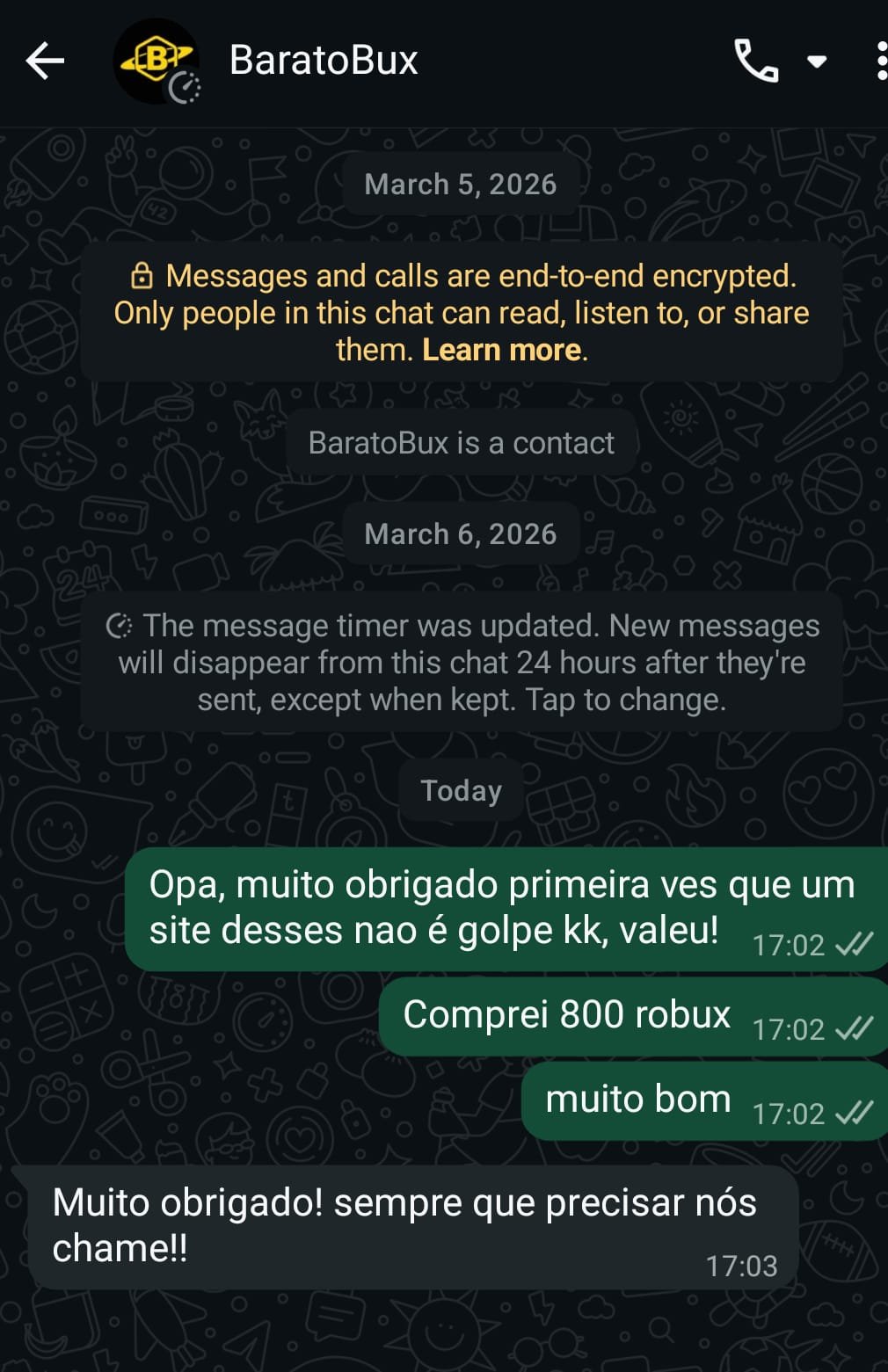 Print da avaliação LucasRbx